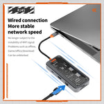SW8V 8 in 1 da tipo C a 2xUSB-C+USB3.0+USB2.0+HDMI+RJ45+1xSD/TF Docking station HUB, SW8V