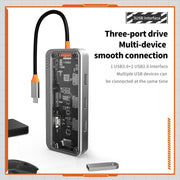 SW10V 10 in 1 da tipo C a PD+USB3.0+2xUSB2.0+HDMI+VGA+RJ45+1xSD/TF+Audio 3.5 HUB Docking Station, SW10V