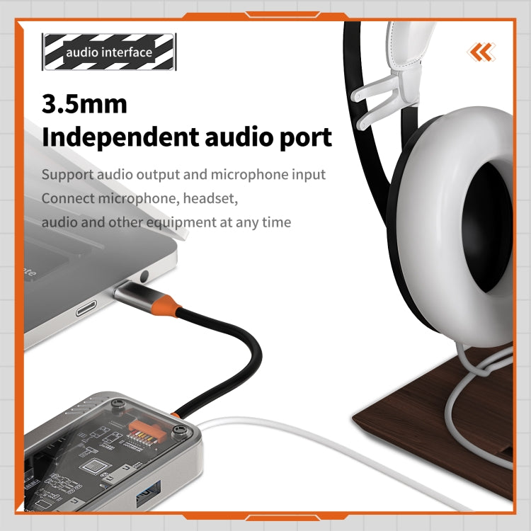 SW10V 10 in 1 da tipo C a PD+USB3.0+2xUSB2.0+HDMI+VGA+RJ45+1xSD/TF+Audio 3.5 HUB Docking Station, SW10V