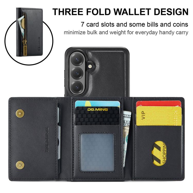 Custodia per telefono in pelle staccabile con scheda multipla RFID serie DG.MING M5, For Galaxy S26+ 5G, For Galaxy S26 Ultra 5G, For Galaxy S26 5G, For Samsung Galaxy S25 FE 5G