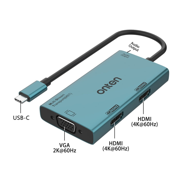 Adattatore Onten M206 4 in 1 Tipo C a doppio HDMI VGA 3,5 mm