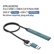 Onten UCA9703S Docking station USB 3.0 4 in 2 + da tipo C a 3 tipi C + HUB USB, UCA9703S, UCA9703