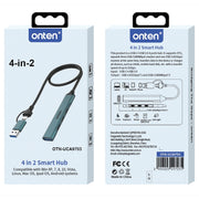 Onten UCA9703S Docking station USB 3.0 4 in 2 + da tipo C a 3 tipi C + HUB USB, UCA9703S, UCA9703