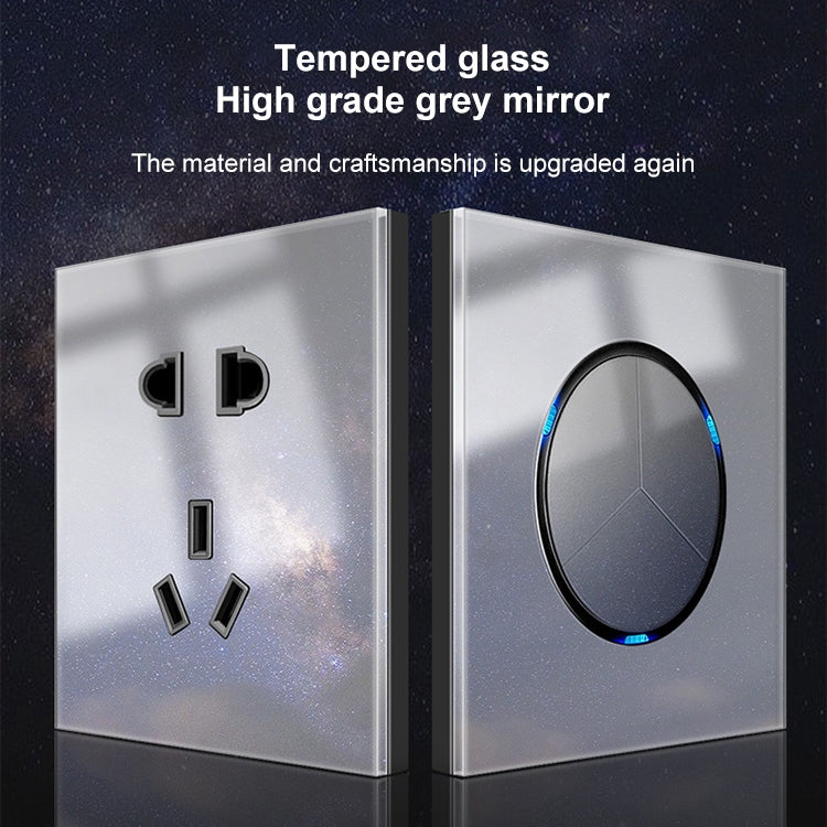 Pannello interruttori vetro temperato LED 86 mm grigio