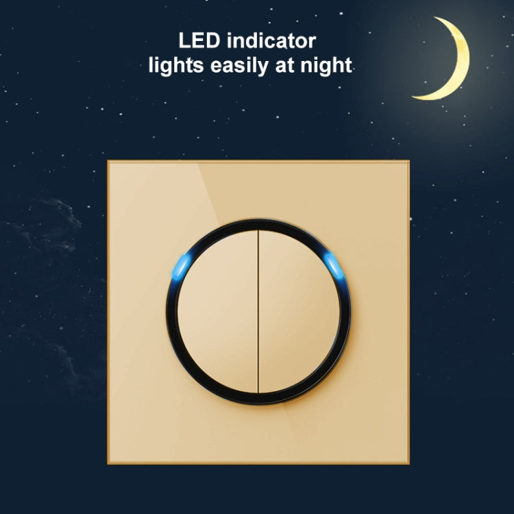 Pannello interruttori vetro temperato LED 86 mm dorato