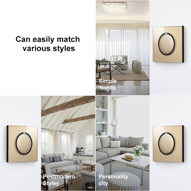 Pannello interruttori vetro temperato LED 86 mm dorato