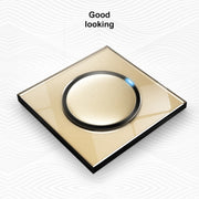 Pannello interruttori in vetro temperato LED rotondo da 86 mm, vetro rotondo dorato, One Open Dual Control, Two Billing Control, Two Open Dual Control, Three Billing Control, Three Open Dual Control, Four Billing Control, Four Open Dual Control        ...