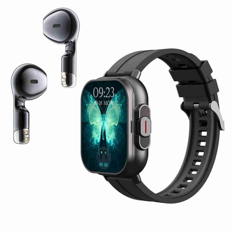 Orologio intelligente con cinturino in silicone per auricolare Bluetooth D8 da 2,01 pollici 2 in 1, supporto monitoraggio sanitario / NFC, Silicone Band (Black), Silicone Band (Beige)