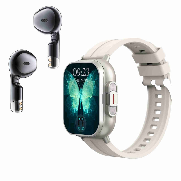 Orologio intelligente con cinturino in silicone per auricolare Bluetooth D8 da 2,01 pollici 2 in 1, supporto monitoraggio sanitario / NFC, Silicone Band (Black), Silicone Band (Beige)