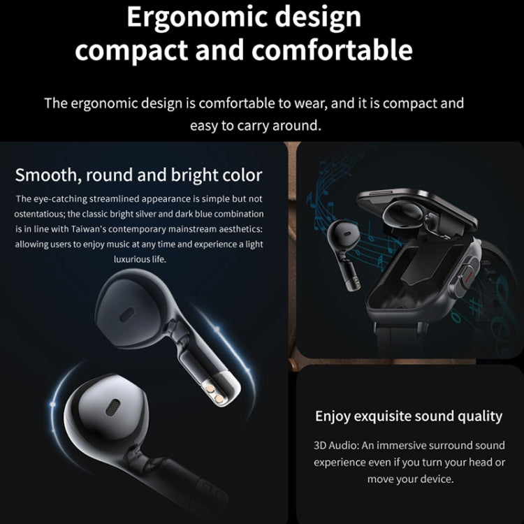 Orologio intelligente con cinturino in silicone per auricolare Bluetooth D8 da 2,01 pollici 2 in 1, supporto monitoraggio sanitario / NFC, Silicone Band (Black), Silicone Band (Beige)