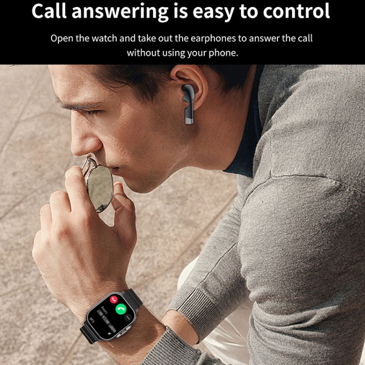 Orologio intelligente con cinturino in silicone per auricolare Bluetooth D8 da 2,01 pollici 2 in 1, supporto monitoraggio sanitario / NFC, Silicone Band (Black), Silicone Band (Beige)