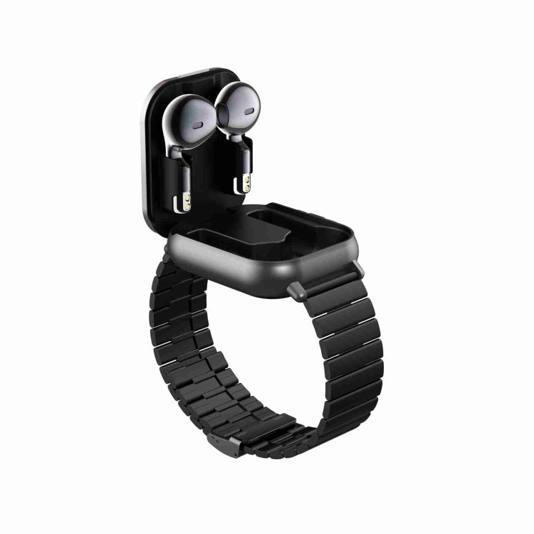 D8 2.01 pollici 2 in 1 auricolare Bluetooth orologio intelligente con cinturino in acciaio, supporto monitoraggio sanitario / NFC, Steel Band (Black), Steel Band (Silver)