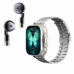 D8 2.01 pollici 2 in 1 auricolare Bluetooth orologio intelligente con cinturino in acciaio, supporto monitoraggio sanitario / NFC, Steel Band (Black), Steel Band (Silver)