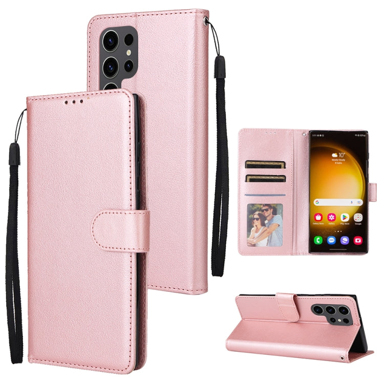Custodia per cellulare multifunzionale in pelle con chiusura orizzontale con tre slot per schede, For Samsung Galaxy S24 Ultra 5G, For Samsung Galaxy S24+ 5G, For Samsung Galaxy S24 5G, For Samsung Galaxy A05s