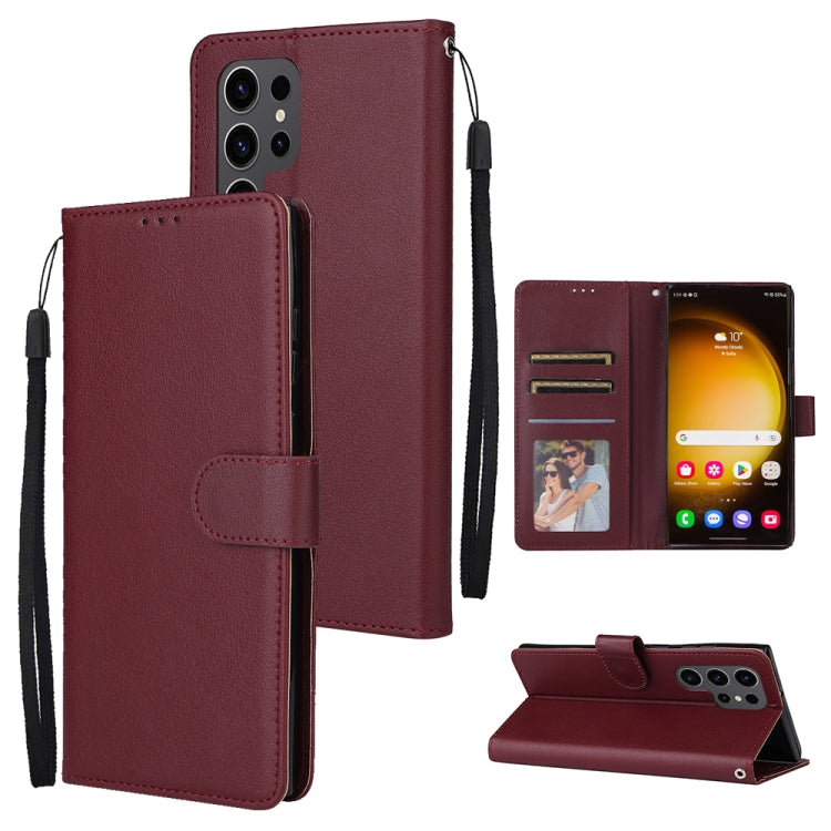 Custodia per cellulare multifunzionale in pelle con chiusura orizzontale con tre slot per schede, For Samsung Galaxy S24 Ultra 5G, For Samsung Galaxy S24+ 5G, For Samsung Galaxy S24 5G, For Samsung Galaxy A05s