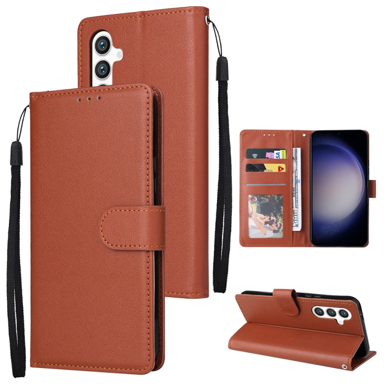 Custodia per cellulare multifunzionale in pelle con chiusura orizzontale con tre slot per schede, For Samsung Galaxy S24 Ultra 5G, For Samsung Galaxy S24+ 5G, For Samsung Galaxy S24 5G, For Samsung Galaxy A05s