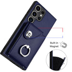 Custodia per telefono in PU con supporto per anello per borsa per carte d'organo, For Samsung Galaxy S23 Ultra 5G, For Samsung Galaxy S23+ 5G, For Samsung Galaxy S23 5G, For Samsung Galaxy A14 5G