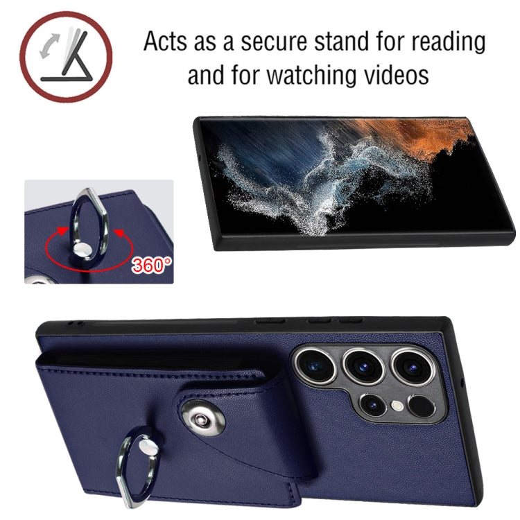 Custodia per telefono in PU con supporto per anello per borsa per carte d'organo, For Samsung Galaxy S23 Ultra 5G, For Samsung Galaxy S23+ 5G, For Samsung Galaxy S23 5G, For Samsung Galaxy A14 5G