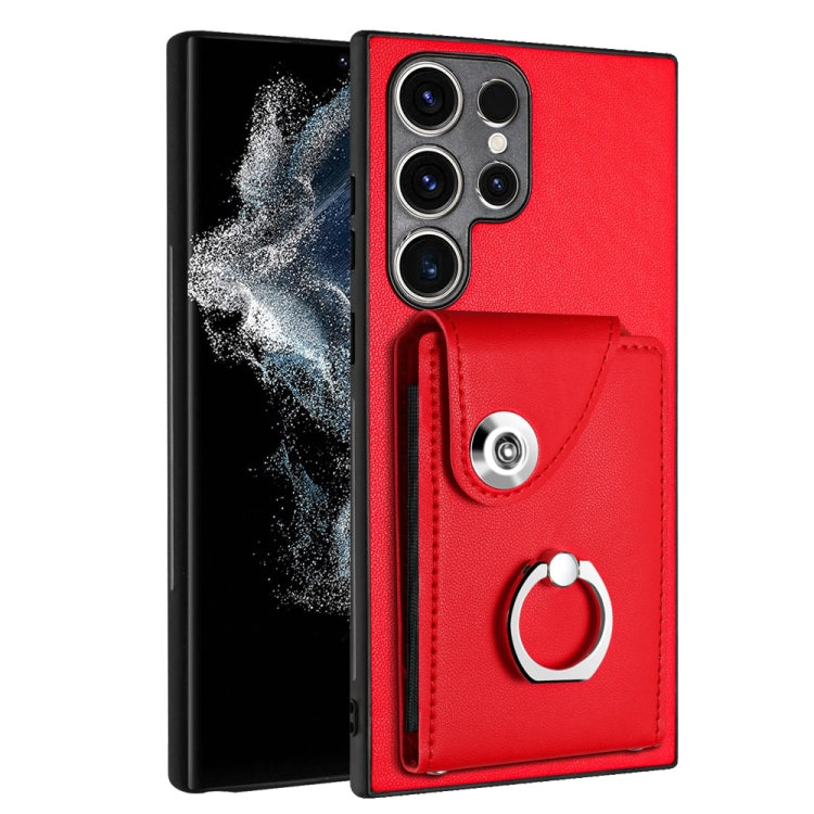 Custodia per telefono in PU con supporto per anello per borsa per carte d'organo, For Samsung Galaxy S23 Ultra 5G, For Samsung Galaxy S23+ 5G, For Samsung Galaxy S23 5G, For Samsung Galaxy A14 5G
