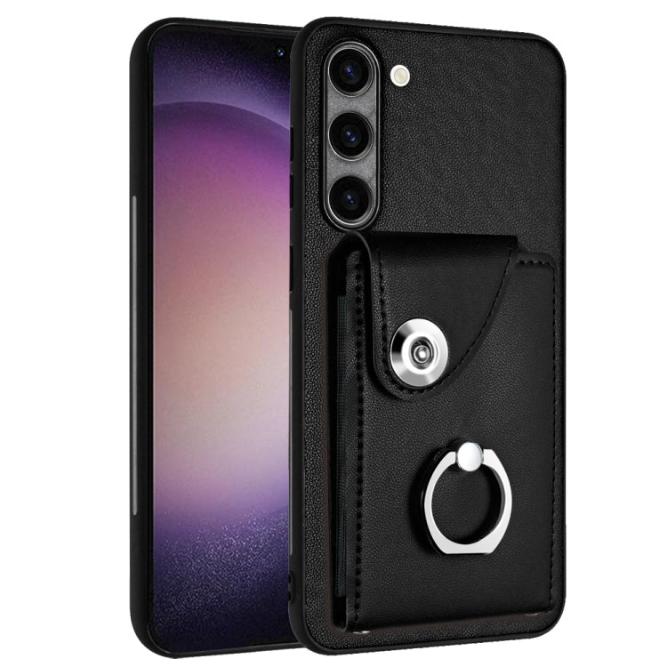 Custodia per telefono in PU con supporto per anello per borsa per carte d'organo, For Samsung Galaxy S23 Ultra 5G, For Samsung Galaxy S23+ 5G, For Samsung Galaxy S23 5G, For Samsung Galaxy A14 5G