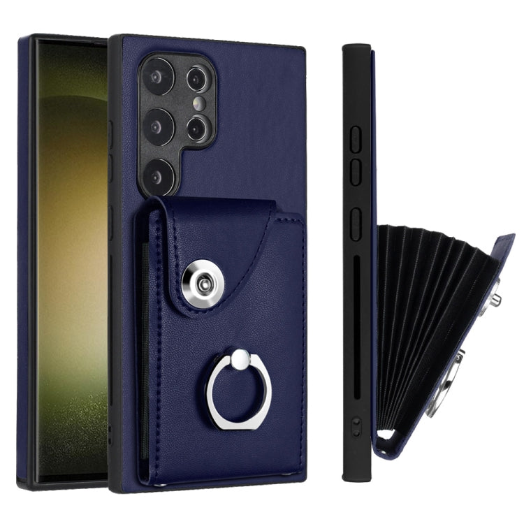 Custodia per telefono in PU con supporto per anello per borsa per carte d'organo, For Samsung Galaxy S24 Ultra 5G, For Samsung Galaxy S24+ 5G, For Samsung Galaxy S24 5G, For Samsung Galaxy A15 4G