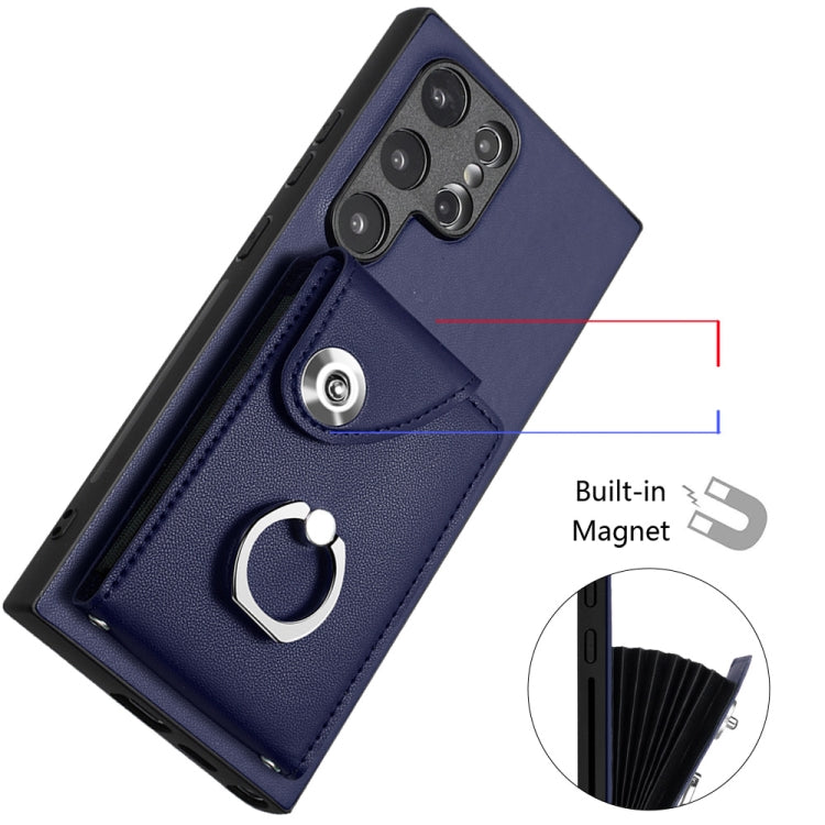 Custodia per telefono in PU con supporto per anello per borsa per carte d'organo, For Samsung Galaxy S24 Ultra 5G, For Samsung Galaxy S24+ 5G, For Samsung Galaxy S24 5G, For Samsung Galaxy A15 4G