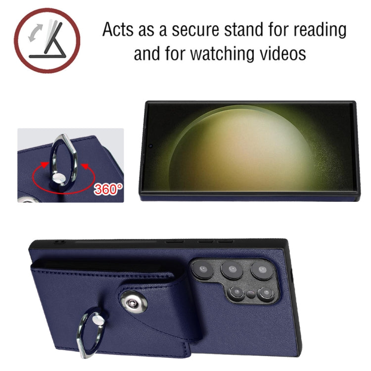 Custodia per telefono in PU con supporto per anello per borsa per carte d'organo, For Samsung Galaxy S24 Ultra 5G, For Samsung Galaxy S24+ 5G, For Samsung Galaxy S24 5G, For Samsung Galaxy A15 4G