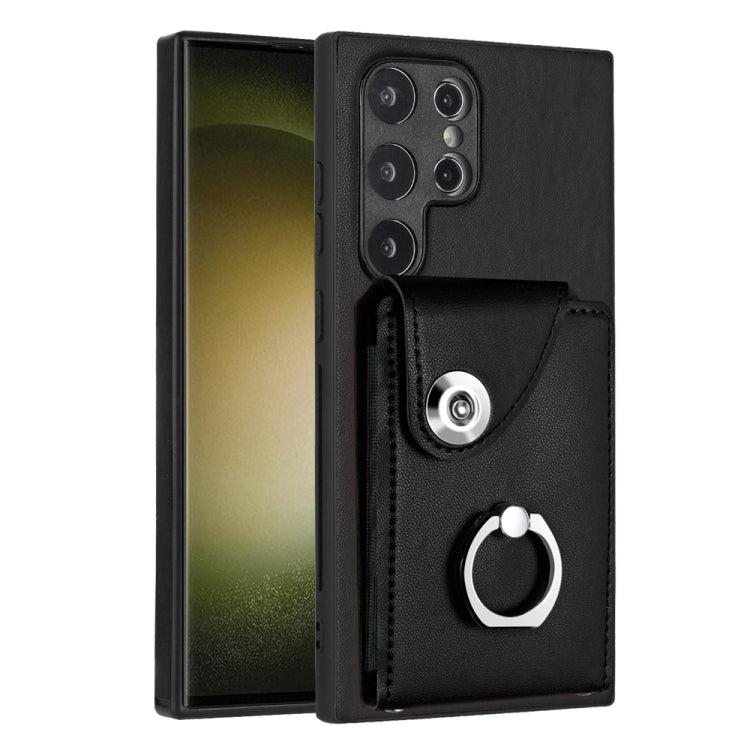 Custodia per telefono in PU con supporto per anello per borsa per carte d'organo, For Samsung Galaxy S24 Ultra 5G, For Samsung Galaxy S24+ 5G, For Samsung Galaxy S24 5G, For Samsung Galaxy A15 4G