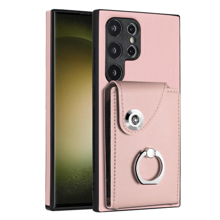 Custodia per telefono in PU con supporto per anello per borsa per carte d'organo, For Samsung Galaxy S24 Ultra 5G, For Samsung Galaxy S24+ 5G, For Samsung Galaxy S24 5G, For Samsung Galaxy A15 4G