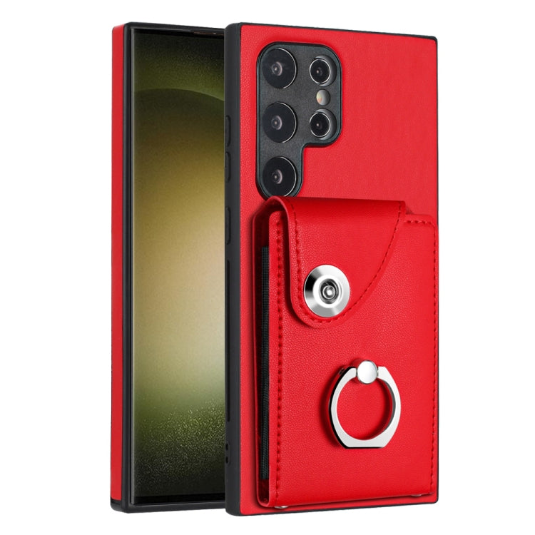 Custodia per telefono in PU con supporto per anello per borsa per carte d'organo, For Samsung Galaxy S24 Ultra 5G, For Samsung Galaxy S24+ 5G, For Samsung Galaxy S24 5G, For Samsung Galaxy A15 4G
