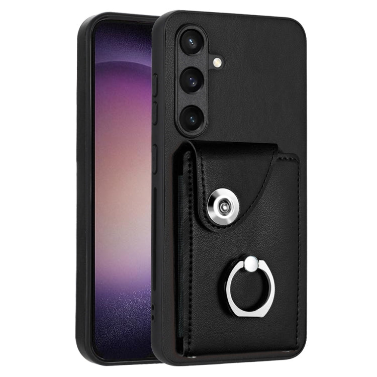 Custodia per telefono in PU con supporto per anello per borsa per carte d'organo, For Samsung Galaxy S24 Ultra 5G, For Samsung Galaxy S24+ 5G, For Samsung Galaxy S24 5G, For Samsung Galaxy A15 4G
