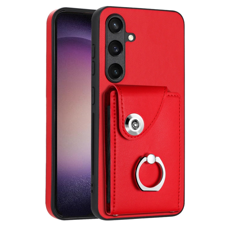 Custodia per telefono in PU con supporto per anello per borsa per carte d'organo, For Samsung Galaxy S24 Ultra 5G, For Samsung Galaxy S24+ 5G, For Samsung Galaxy S24 5G, For Samsung Galaxy A15 4G