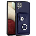 Custodia per telefono in PU con supporto per anello per borsa per carte d'organo, For Samsung Galaxy A12