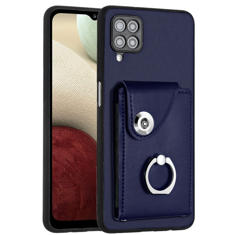 Custodia per telefono in PU con supporto per anello per borsa per carte d'organo, For Samsung Galaxy A12