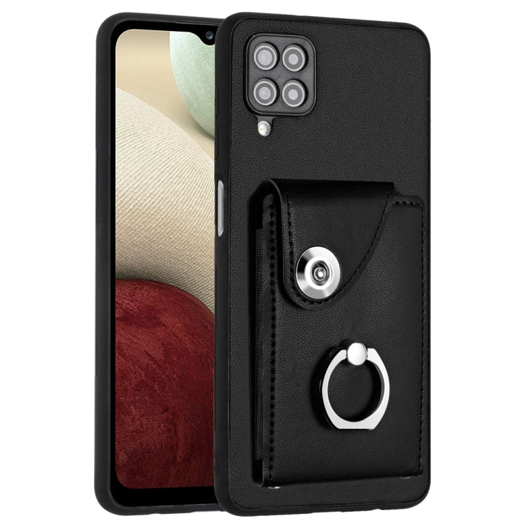 Custodia per telefono in PU con supporto per anello per borsa per carte d'organo, For Samsung Galaxy A12