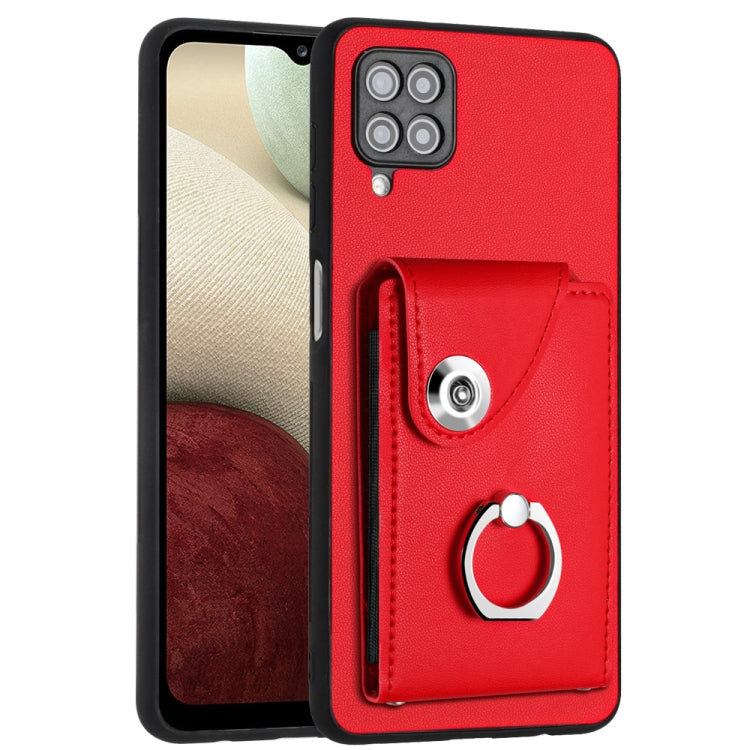 Custodia per telefono in PU con supporto per anello per borsa per carte d'organo, For Samsung Galaxy A12