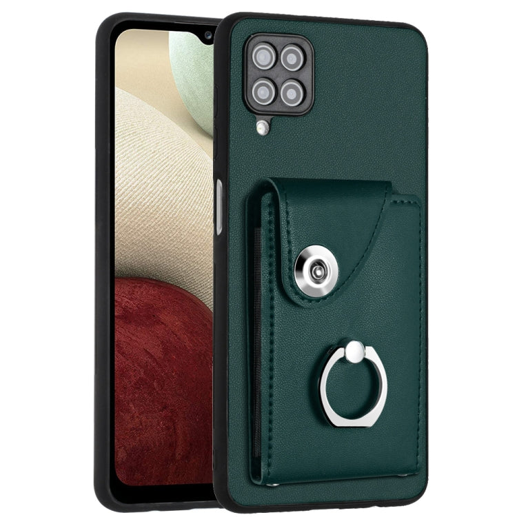 Custodia per telefono in PU con supporto per anello per borsa per carte d'organo, For Samsung Galaxy A12