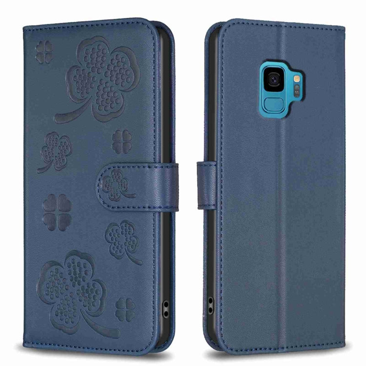 Custodia per telefono in pelle goffrata a quattro foglie, For Samsung Galaxy S9