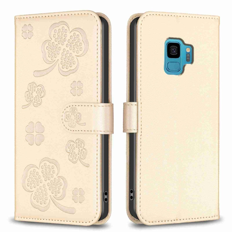 Custodia per telefono in pelle goffrata a quattro foglie, For Samsung Galaxy S9
