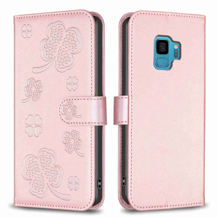 Custodia per telefono in pelle goffrata a quattro foglie, For Samsung Galaxy S9