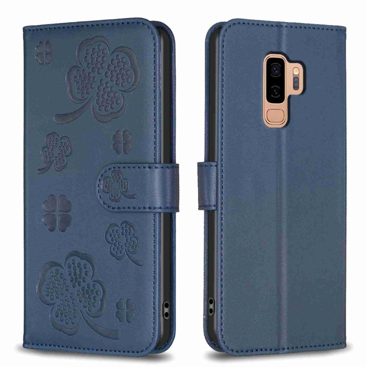 Custodia per telefono in pelle goffrata a quattro foglie, For Samsung Galaxy A50, For Samsung Galaxy S10+, For Samsung Galaxy S10, For Samsung Galaxy S9+