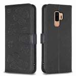 Custodia per telefono in pelle goffrata a quattro foglie, For Samsung Galaxy A50, For Samsung Galaxy S10+, For Samsung Galaxy S10, For Samsung Galaxy S9+