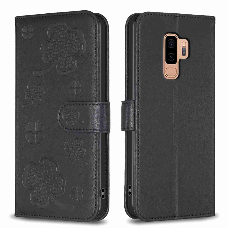 Custodia per telefono in pelle goffrata a quattro foglie, For Samsung Galaxy A50, For Samsung Galaxy S10+, For Samsung Galaxy S10, For Samsung Galaxy S9+