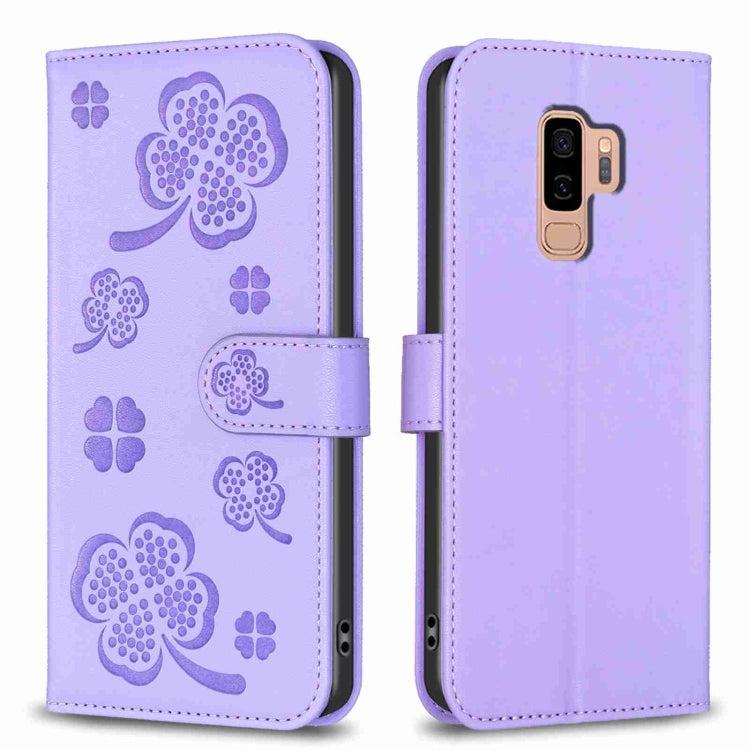 Custodia per telefono in pelle goffrata a quattro foglie, For Samsung Galaxy A50, For Samsung Galaxy S10+, For Samsung Galaxy S10, For Samsung Galaxy S9+
