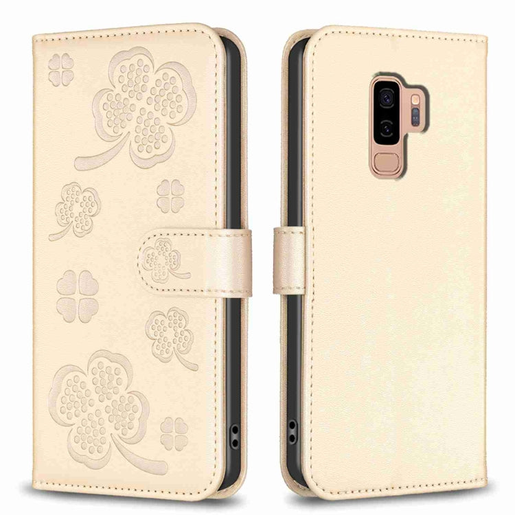 Custodia per telefono in pelle goffrata a quattro foglie, For Samsung Galaxy A50, For Samsung Galaxy S10+, For Samsung Galaxy S10, For Samsung Galaxy S9+