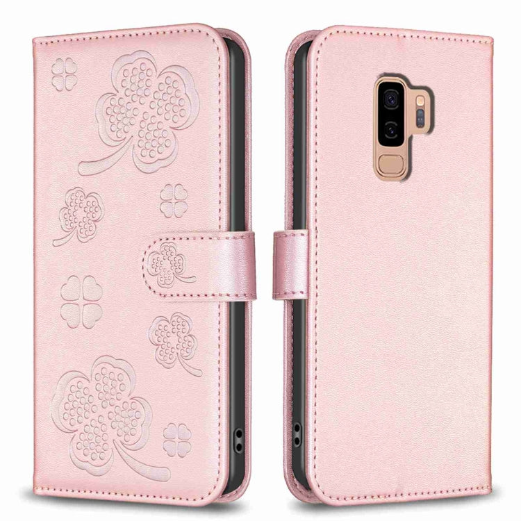 Custodia per telefono in pelle goffrata a quattro foglie, For Samsung Galaxy A50, For Samsung Galaxy S10+, For Samsung Galaxy S10, For Samsung Galaxy S9+