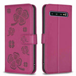 Custodia per telefono in pelle goffrata a quattro foglie, For Samsung Galaxy A50, For Samsung Galaxy S10+, For Samsung Galaxy S10, For Samsung Galaxy S9+