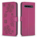 Custodia per telefono in pelle goffrata a quattro foglie, For Samsung Galaxy A50, For Samsung Galaxy S10+, For Samsung Galaxy S10, For Samsung Galaxy S9+