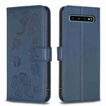 Custodia per telefono in pelle goffrata a quattro foglie, For Samsung Galaxy A50, For Samsung Galaxy S10+, For Samsung Galaxy S10, For Samsung Galaxy S9+