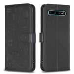 Custodia per telefono in pelle goffrata a quattro foglie, For Samsung Galaxy A50, For Samsung Galaxy S10+, For Samsung Galaxy S10, For Samsung Galaxy S9+